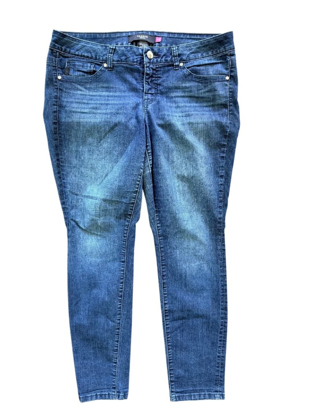 Torrid Womens Plus Size 16 Medium Wash Denim Skinny Jeans Stretch Bling